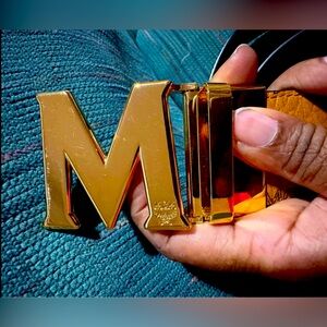 MCM Claus M Reversible Belt Visetos 1.75W 51In/130Cm Cognac